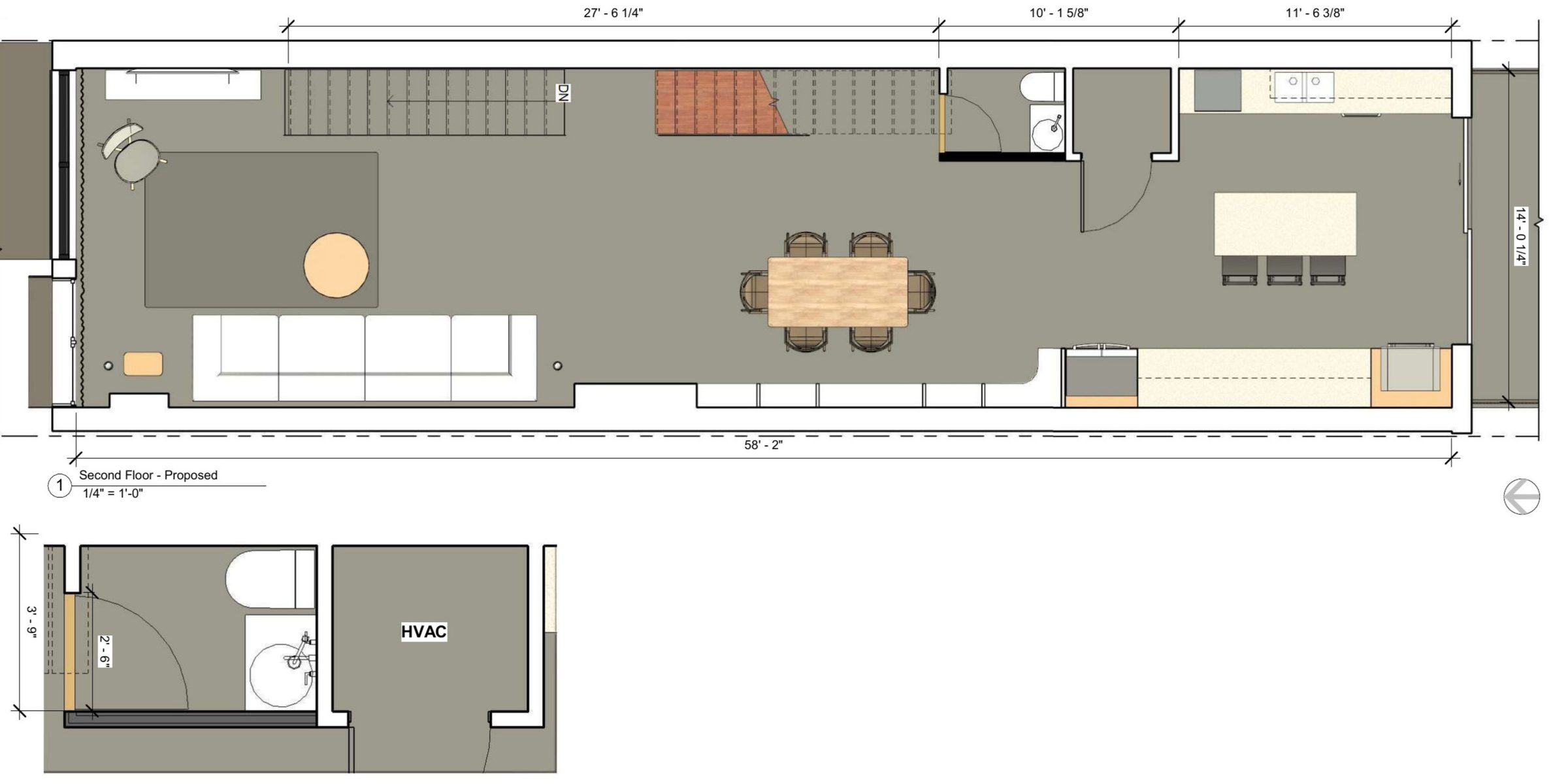 Existing cellar and first floor plans with demolition scope 